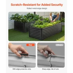 Metallisk Upphöjd Trädgårdssäng, 6x3x2ft Modell, Utomhus Galvaniserad Planteringslåda, Mörkgrå Färg