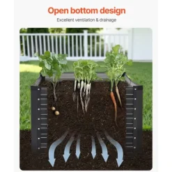Metallisk Upphöjd Trädgårdssäng, 6x3x2ft Modell, Utomhus Galvaniserad Planteringslåda, Mörkgrå Färg