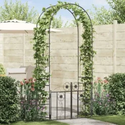 Metallträdgårdsbåge - vidaXL - Svart - 203x50x218 cm - Stabil struktur - Målad yta - Modern stil