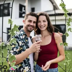 Metallträdgårdspergola för blommor, rosor, klätterväxter, stöd, båge, ankare, trädgård