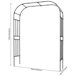 Metallträdgårdsvalv, hållbar PE-belagd stål, 240 cm höjd, mångsidig för klättrande växter,Bredd 180 cm, Höjd 240 cm