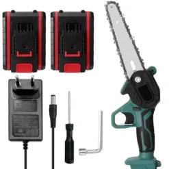 Mini kedjesåg - Batteridriven grensåg - 21 V - 15 cm svärd - Borstad motor - Anti-slip handtag - För trädgård & fruktodling - Svart