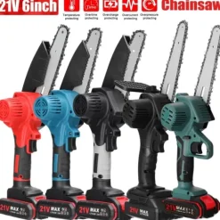 Mini kedjesåg - Batteridriven grensåg - 21 V - 15 cm svärd - Borstad motor - Anti-slip handtag - För trädgård & fruktodling - Svart