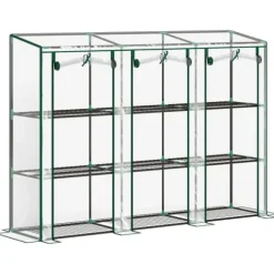 Mini växthus - Trädgårdsväxthus - 3 hyllplan - Transparent överdrag - Vattentät - Kompakt - Vit