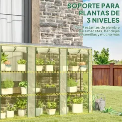 Mini växthus - Trädgårdsväxthus - 3 hyllplan - Transparent överdrag - Vattentät - Kompakt - Vit