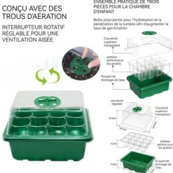 Mini växthus för växter - Ej specificerat - 5 delar - Ventilerad kupol - Transparanta lock - 19x14,5x16,5 cm