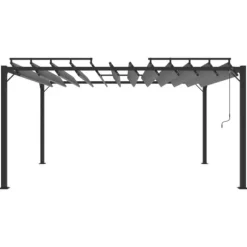 Modern paviljong med lamelltak - Uteplatsöverdrag | Färg: Antracit | Storlek: 3x4 m