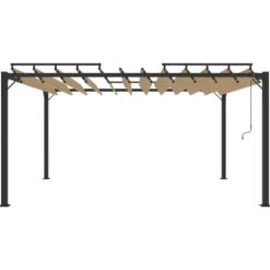 Modern paviljong med lamelltak 3x4 m | Färg: Taupe | Material: Tyg och aluminium