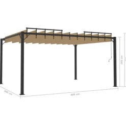 Modern paviljong med lamelltak 3x4 m | Färg: Taupe | Material: Tyg och aluminium