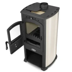 Modern vedspis - gjutjärns kokplatta - 10 kW effekt - upp till 100 m²