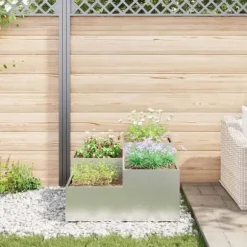 Moderna planteringslådan i galvaniserat stål | Storlek: 100x100x48 cm | Färg: Grå