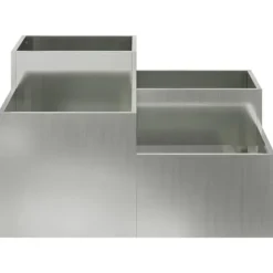 Moderna planteringslådan i galvaniserat stål | Storlek: 100x100x48 cm | Färg: Grå