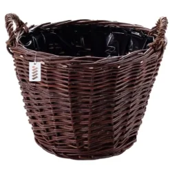 Mörk rottingkorg för skörd av frukt, grönsaker, potatis, blomkruka, rökt ballong, 50 cm, utan insats