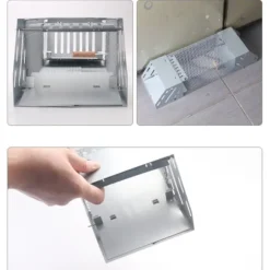 Möss fångstbur Rostfritt stål helautomatisk dubbeldörrdesign Känslig musfällabur för inomhusbruk