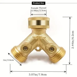 Mässing Y-slangkontakt 3/4 tum - Trädgårdsslangsplitter Model 2
