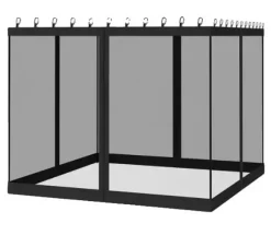 Myggnät för Gazebo, 100% Polyester, Enkel Installation, Hållbar Design,360x360cm (12x12ft) = 360x360cm (12x12ft), Svart