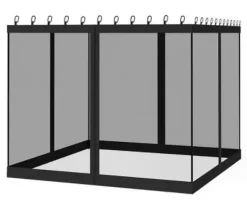 Myggnät för Gazebo, 100% Polyester, Enkel Installation, Hållbar Design,360x360cm (12x12ft) = 360x360cm (12x12ft), Svart