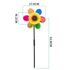 OBOSOE 4 st Trädgårdspinnar - Glitter Solros Vindspel, Plast Regnbåge Pinwheel, DIY Vindkvarn till Trädgård, Balkong & Utomhusdekoration