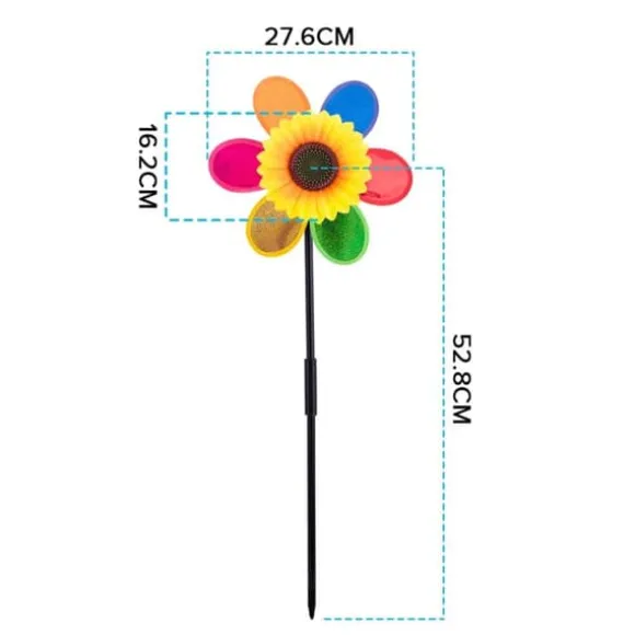 OBOSOE 4 st Trädgårdspinnar - Glitter Solros Vindspel, Plast Regnbåge Pinwheel, DIY Vindkvarn till Trädgård, Balkong & Utomhusdekoration