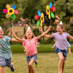 OBOSOE 4 st Trädgårdspinnar - Glitter Solros Vindspel, Plast Regnbåge Pinwheel, DIY Vindkvarn till Trädgård, Balkong & Utomhusdekoration