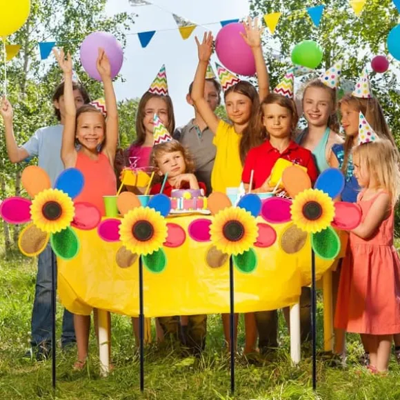 OBOSOE 4 st Trädgårdspinnar - Glitter Solros Vindspel, Plast Regnbåge Pinwheel, DIY Vindkvarn till Trädgård, Balkong & Utomhusdekoration