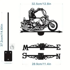 OBOSOE 1 stycke retro vindfläkt, metallsilhuett av en motorcykelryttare, vindriktningsindikator, gårdstak, terrass, gräsmatta, gårdsdek