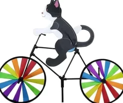 OBOSOE Vindsnurra med cyklande katt – 3D trädgårdsdekoration för utomhusbruk