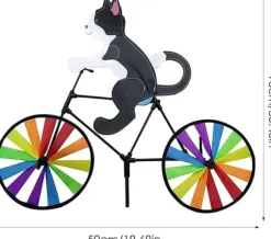 OBOSOE Vindsnurra med cyklande katt – 3D trädgårdsdekoration för utomhusbruk