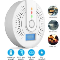 OBOSOE Bärbar Kolmonoxiddetektor – Digital LCD-Display och Ljudlarm, Resalarm, Vit