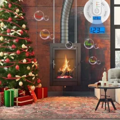 OBOSOE Bärbar Kolmonoxiddetektor – Digital LCD-Display och Ljudlarm, Resalarm, Vit