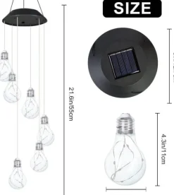 OBOSOE Bulb Solar Festival Vindklockor, Färgförändring Vindklockor Utomhus Inomhusdekoration, Led Ljus för Balkong, Sovrum, Party, Gård, Fönster,