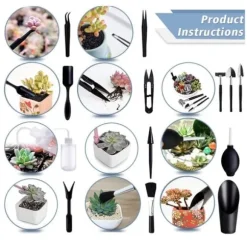 OBOSOE 13-delars Trädgårdsverktyg för Succulenter – Handtransplantationskit för Inomhusväxter och Bonsaier