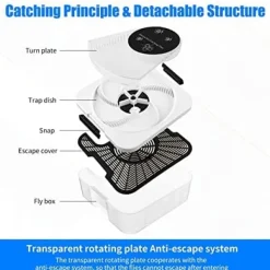 OBOSOE Elektrisk Flugfälla – Automatisk Insektsfångare för Inomhusbruk | Eliminerar Småflyg, Mygg & Gnats | Perfekt för Bostad, Veranda & Lantbruk