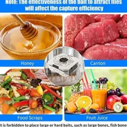 OBOSOE Elektrisk Flugfälla – Automatisk Insektsfångare för Inomhusbruk | Eliminerar Småflyg, Mygg & Gnats | Perfekt för Bostad, Veranda & Lantbruk