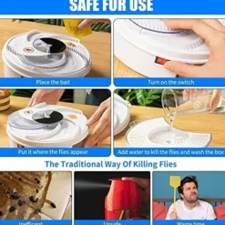 OBOSOE Elektrisk Flugfälla – Automatisk Insektsfångare för Inomhusbruk | Eliminerar Småflyg, Mygg & Gnats | Perfekt för Bostad, Veranda & Lantbruk