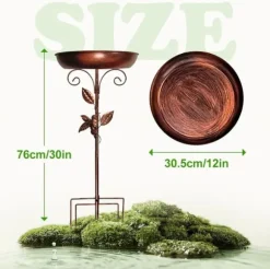 OBOSOE Fågelbad i Metall 76 cm – Stabil 5-delad Bas & Avtagbar Stång, Vintage Design för Trädgård, Uteplats & Gräsmatta