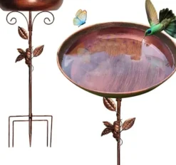 OBOSOE Fågelbad i Metall 76 cm – Stabil 5-delad Bas & Avtagbar Stång, Vintage Design för Trädgård, Uteplats & Gräsmatta