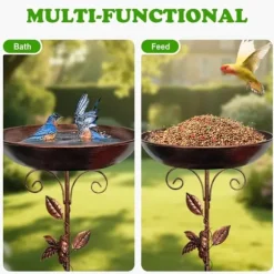 OBOSOE Fågelbad i Metall 76 cm – Stabil 5-delad Bas & Avtagbar Stång, Vintage Design för Trädgård, Uteplats & Gräsmatta