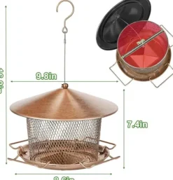 OBOSOE Fågelmatare Utomhus – Väderbeständig Hängande Metallmatare, Enkel att Fyll på och Rengöra