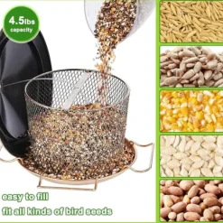 OBOSOE Fågelmatare Utomhus – Väderbeständig Hängande Metallmatare, Enkel att Fyll på och Rengöra