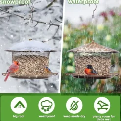 OBOSOE Fågelmatare Utomhus – Väderbeständig Hängande Metallmatare, Enkel att Fyll på och Rengöra