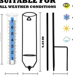 OBOSOE Frosttålig Regnmätare i Klar Plast – Perfekt för Trädgården
