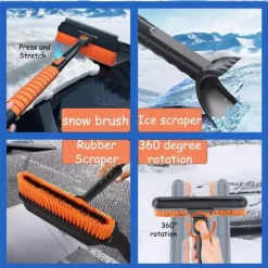 OBOSOE 5-i-1 Bil Snöskyffel, Snöborste & Iskrapa – Multifunktionell Snöborttagare för Bil, Justerbar Längd