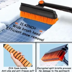 OBOSOE 5-i-1 Bil Snöskyffel, Snöborste & Iskrapa – Multifunktionell Snöborttagare för Bil, Justerbar Längd