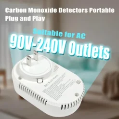 OBOSOE 4-i-1 Gas- & Kolmonoxiddetektor med Temperatur- och Fuktvisning – Väggplugg & Portabel för Hem, Resa, Husvagn