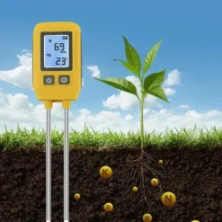 OBOSOE 4-i-1 Jordmätare – PH-mätare, NPK, Fuktighet och Temperatur med LCD Display för Trädgård, Växter och Växthus