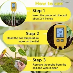 OBOSOE 4-i-1 Jordmätare – PH-mätare, NPK, Fuktighet och Temperatur med LCD Display för Trädgård, Växter och Växthus