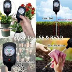 OBOSOE 3-i-1 Jordtestare – Mäter Fukt, Näring och pH i Jord | Trädgård, Gräsmatta, Inomhusväxter | Batterifri