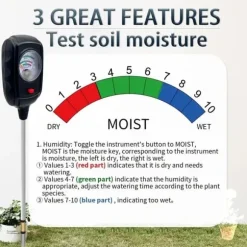OBOSOE 3-i-1 Jordtestare – Mäter Fukt, Näring och pH i Jord | Trädgård, Gräsmatta, Inomhusväxter | Batterifri
