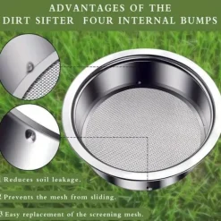 OBOSOE Jordsåll av rostfritt stål – Sållningsset med 5 utbytbara såll (1 mm, 3 mm, 6 mm, 9 mm, 12 mm) – Trädgårdssåll för jord, sand, sten, filtrering | CDON
